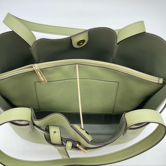 Michael Kors Large Emilia Tote Bag& Double ZipWallet Wristlet Light Sage Leather - Picture 12 of 13